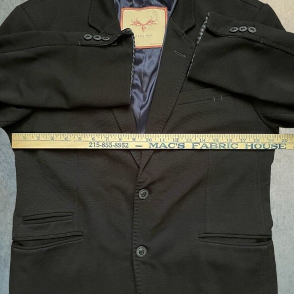 Zara Man Sport Coat Mens Size 42 Black Single Breasted Slim Textured Blazer - Picture 11 of 16
